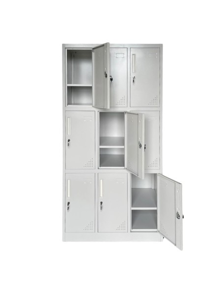 LOCKER 9 Θέσεων Φοριαμός - Ερμάριο με εσωτερικά ράφια, Μέταλλο Βαφή Γκρι