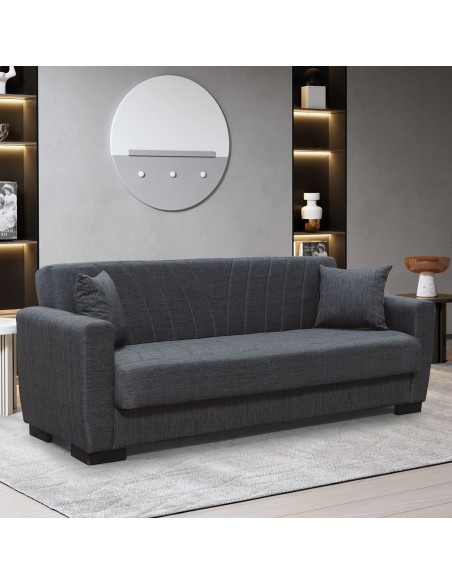 GALAXY Sofa-Bed with Storage 3-Seater - Fabric Dark Grey