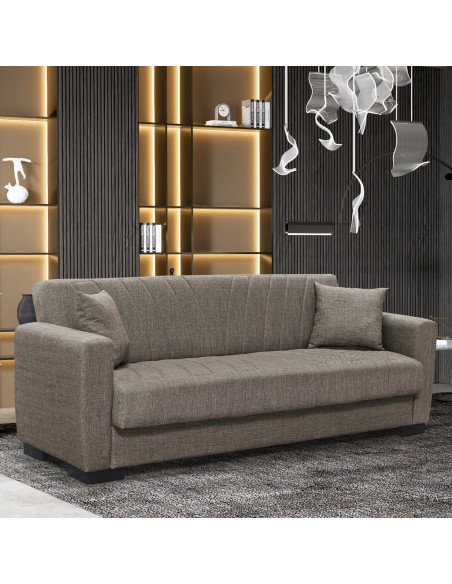 GALAXY Sofa-Bed with Storage 3-Seater - Fabric Brown