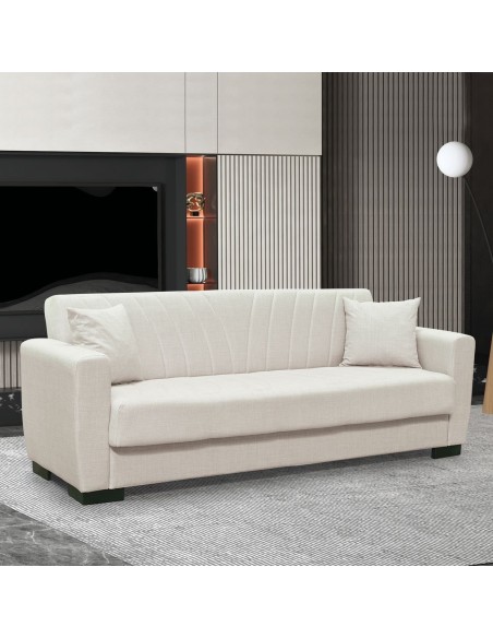GALAXY Sofa-Bed with Storage 3-Seater - Fabric Beige