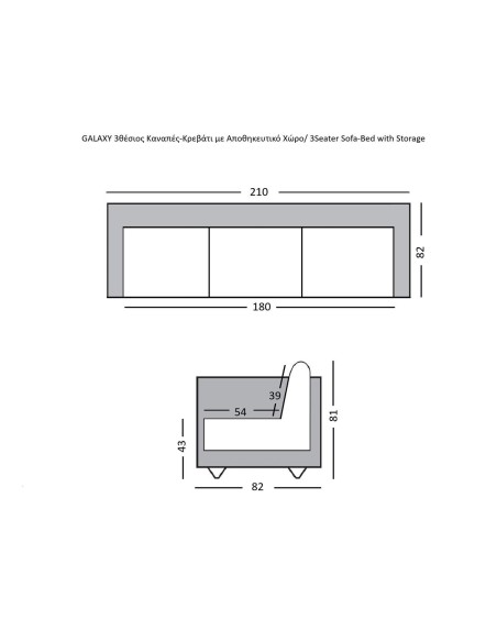 GALAXY Sofa-Bed with Storage 3-Seater - Fabric Beige