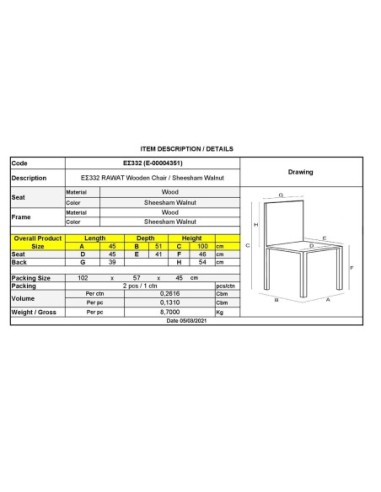 RAWAT Wooden Chair, Sheesham Walnut