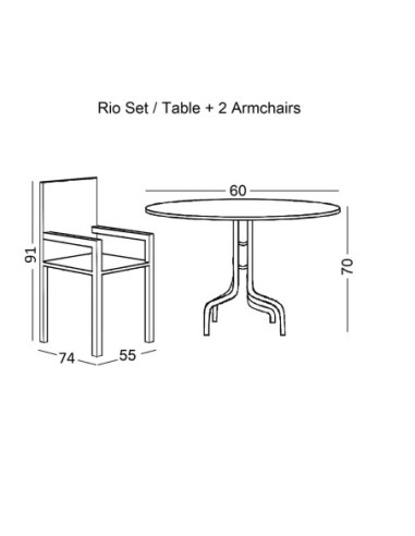 RIO Set Κήπου - Βεράντας: Τραπέζι + 2...