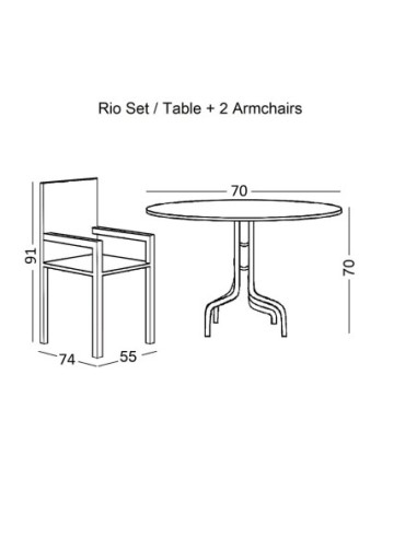 RIO Set (Table Φ70+2 Armchair) Metal...