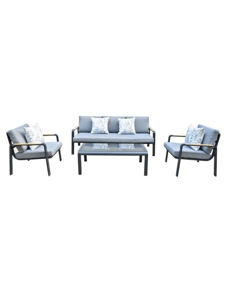 LATINO Set (4pcs) Alu Black-Cushions Grey