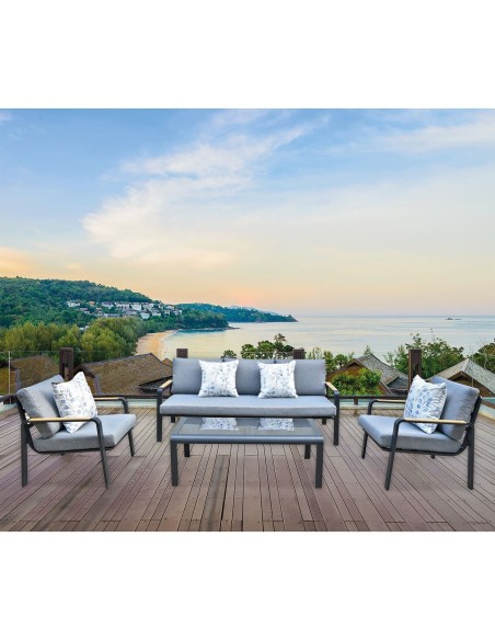 LATINO Set (4pcs) Alu Black-Cushions Grey