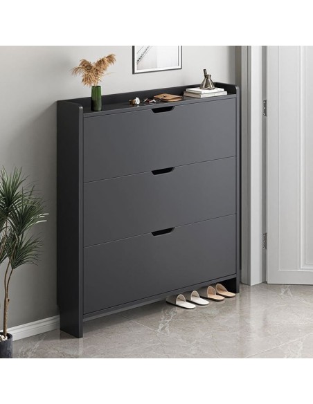 SHOE CABINET 80x17x115cm MDF-Melamine Grey
