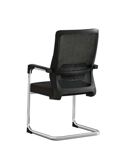 VISITOR Armchair-Chromed Frame-Black Mesh