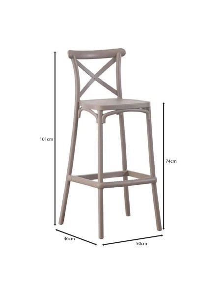 DESTINY Σκαμπό BAR με Πλάτη, PP Mocha