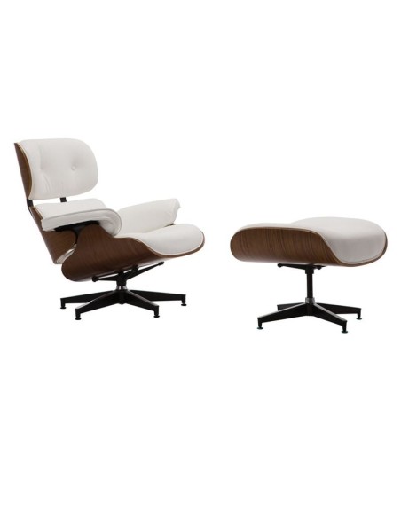 RELAX Armchair With Footrest Stool White Pu