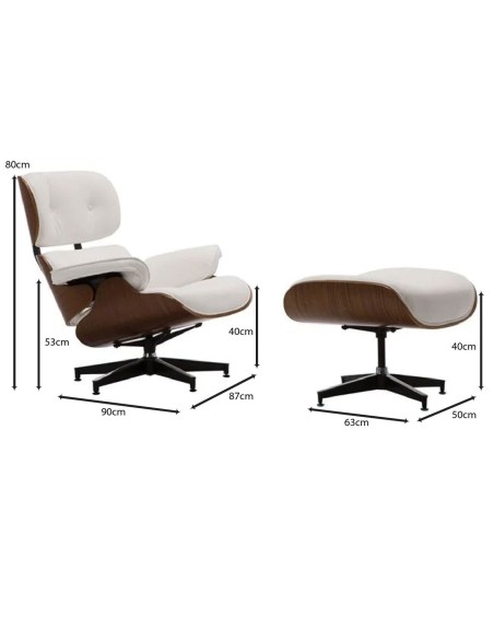 RELAX Armchair With Footrest Stool White Pu