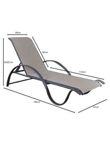 NEXT ALU Lounger Anthracite-Textilene...