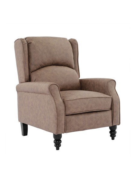 SIMPLE Relax Πολυθρόνα Μπερζέρα Σαλονιού, Καθιστικού, Ύφασμα Απόχρωση Antique Καφέ