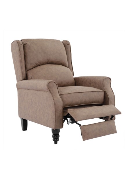 SIMPLE Relax Πολυθρόνα Μπερζέρα Σαλονιού, Καθιστικού, Ύφασμα Απόχρωση Antique Καφέ