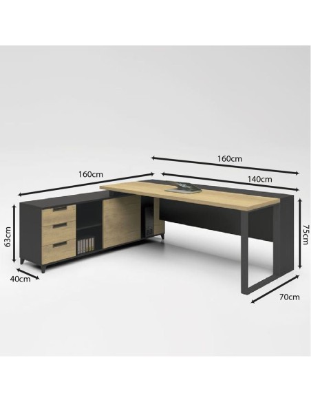 PROJECT Γραφείο Γωνία Αναστρέψιμη Απόχρωση Sonoma - Γκρι
