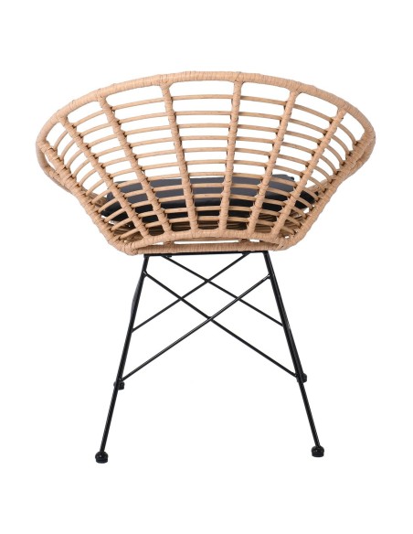 SALSA Coral Armchair Metal Black-Wicker Natural, Cushion Black