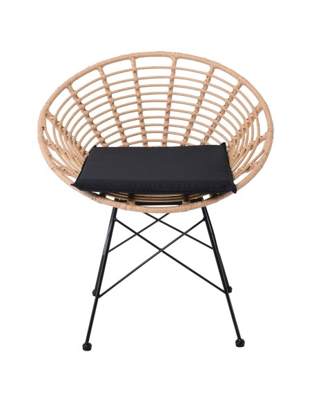 SALSA Coral Armchair Metal Black-Wicker Natural, Cushion Black