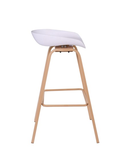 PENT Σκαμπό Bar, Μέταλλο Βαφή Φυσικό, PP Άσπρο