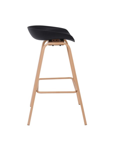 PENT Σκαμπό Bar, Μέταλλο Βαφή Φυσικό, PP Μαύρο