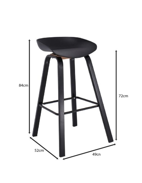 PENT Bar Stool Metal Black Color, PP Black