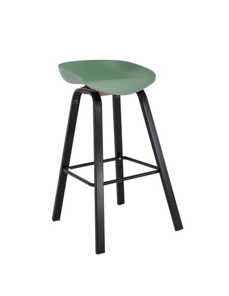 PENT Bar Stool Metal Black Color, PP Green
