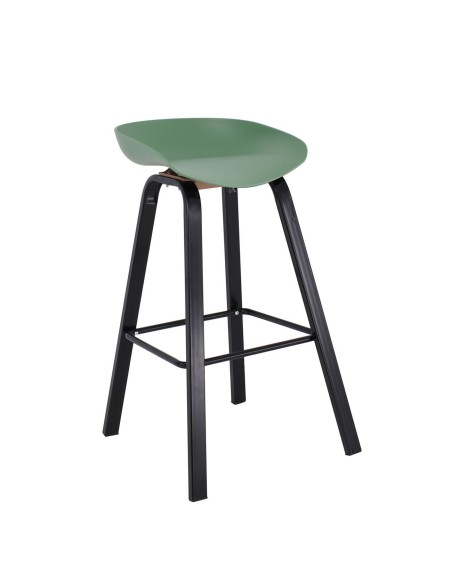 PENT Bar Stool Metal Black Color, PP Green