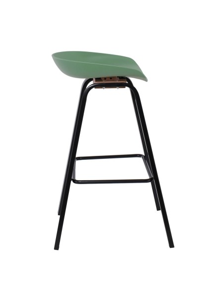 PENT Bar Stool Metal Black Color, PP Green