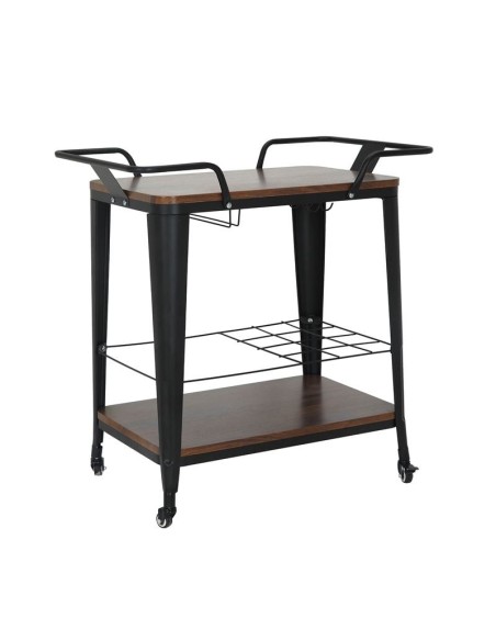 RELIX Trolley Bar-Pro Μέταλλο Βαφή Μαύρο, MDF Απόχρωση Καρυδί