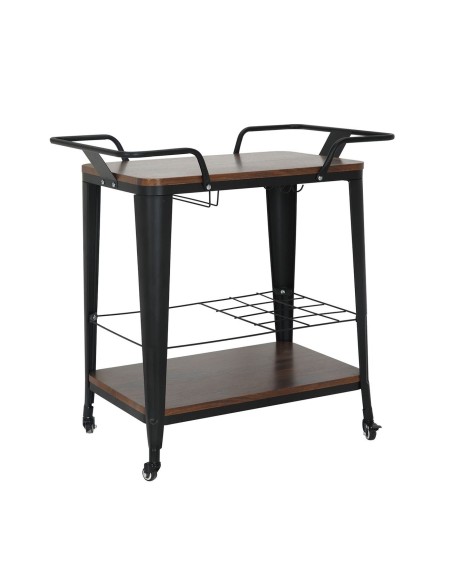 RELIX Trolley Bar-Pro Μέταλλο Βαφή Μαύρο, MDF Απόχρωση Καρυδί