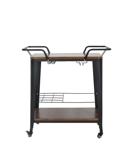 RELIX Trolley Bar-Pro Μέταλλο Βαφή Μαύρο, MDF Απόχρωση Καρυδί