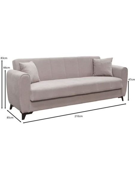 JEROM Sofa-Bed with Storage 3-Seater - Fabric Cappuccino