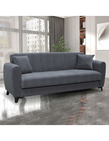 JEROM Sofa-Bed with Storage 3-Seater - Fabric Anthracite