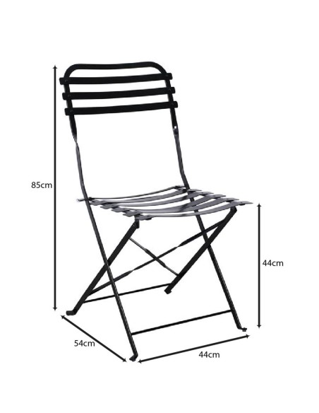 ΖΑΠΠΕΙΟΥ Καρέκλα Κήπου - Βεράντας, Πτυσσόμενη, Μέταλλο Βαφή Μαύρο