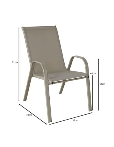 RIO Armchair Metal Beige-Textilene...