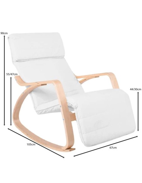 HAMILTON Super Relax Πολυθρόνα Σαλονιού - Καθιστικού, Σημύδα, Ύφασμα Άσπρο