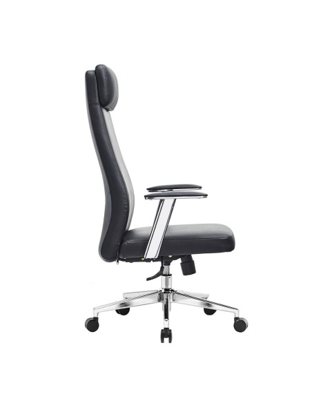 BF8800 Πολυθρόνα Γραφείου Διευθυντή, Pu Μαύρο, Βάση & Μπράτσα Χρώμιο