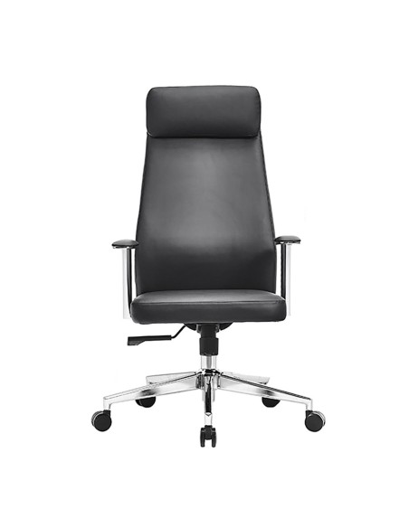 BF8800 Πολυθρόνα Γραφείου Διευθυντή, Pu Μαύρο, Βάση & Μπράτσα Χρώμιο