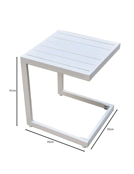 CORTE Side Table Metal White 35x35x41cm