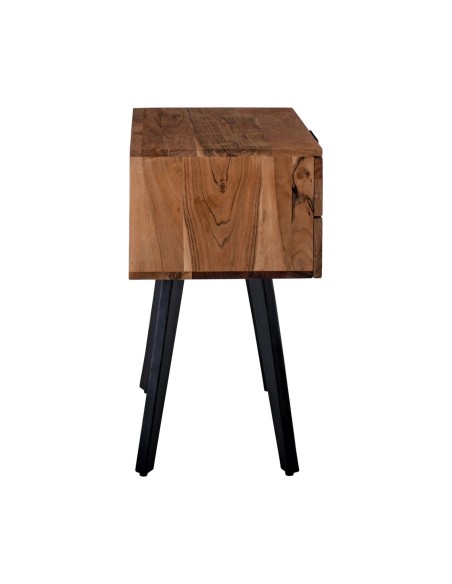 ANKO Κομοδίνο Μέταλλο Βαφή Μαύρο, Ξύλο Ακακία Φυσικό