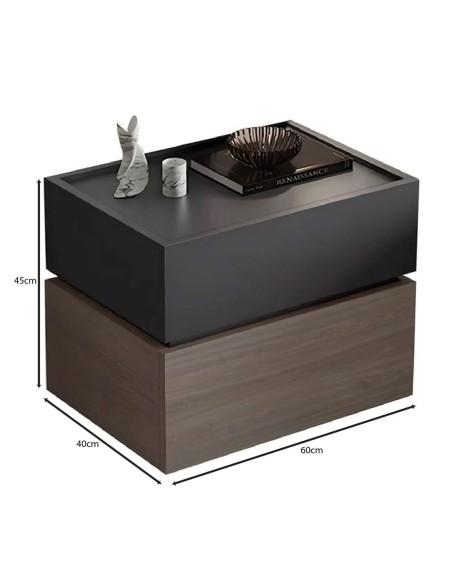 VANITY Κομοδίνο 2 Συρτάρια Αποχρώσεων Sonoma Oak & Grey, με Αποσπώμενα χρωματικά Μέρη