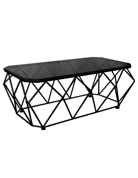 ACTON Τραπεζάκι Σαλονιού Καθιστικού, Μέταλλο Βαφή Μαύρο, Γυαλί Smoke Tempered