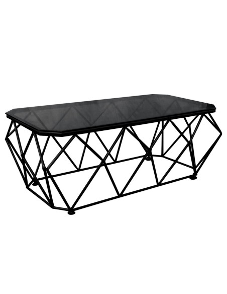 ACTON Τραπεζάκι Σαλονιού Καθιστικού, Μέταλλο Βαφή Μαύρο, Γυαλί Smoke Tempered