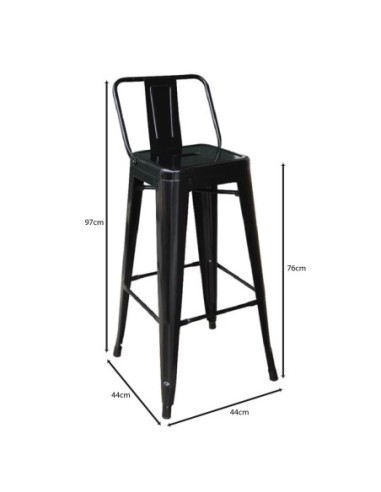 RELIX Bar Stool w-Back Metal Black