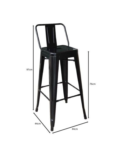RELIX Bar Stool w-Back Metal Black