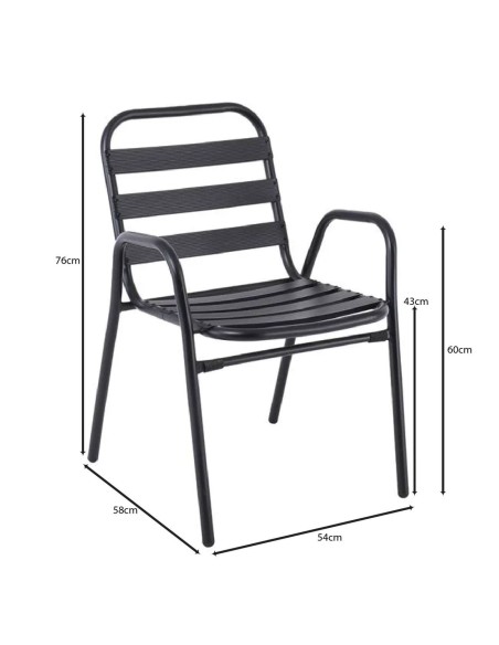 FANTIC Πολυθρόνα Μέταλλο - Αλουμίνιο Βαφή Ανθρακί, Στοιβαζόμενη