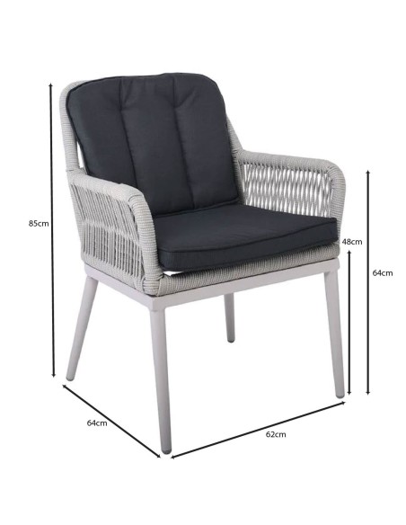 ALLEY Armchair Alu-Wicker Grey-Cushions Anthracite