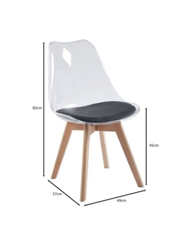 MARTIN Καρέκλα Ξύλο, PET Clear, PU...