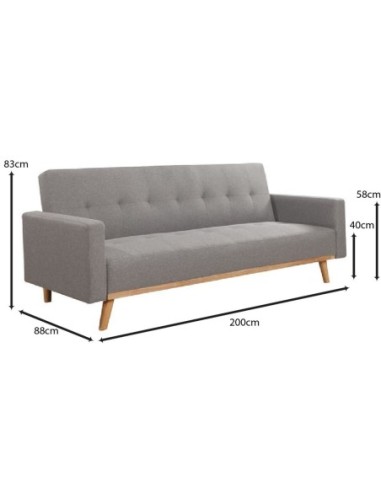 CARLOS Sofa Bed Light Grey Fabric