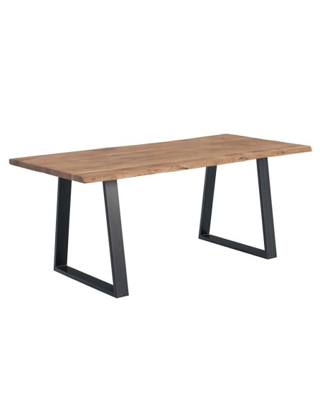 LIZARD-W Τραπέζι Κουζίνας - Τραπεζαρίας, Μέταλλο Βαφή Μαύρο, Ξύλο Ακακία Φυσικό