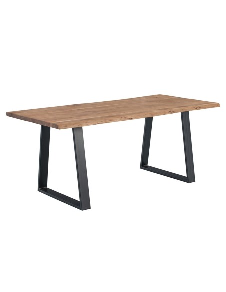 LIZARD-W Τραπέζι Κουζίνας - Τραπεζαρίας, Μέταλλο Βαφή Μαύρο, Ξύλο Ακακία Φυσικό